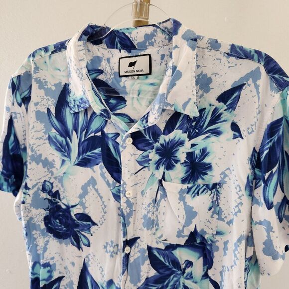 Maison Noir Short Sleeve Button Front Shirt Mens Size XXL Floral Print - Picture 2 of 6